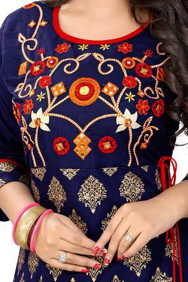 Blue embroidered rayon embroidered-kurtis 4