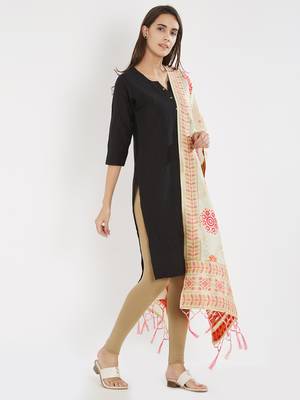 Cream woven Banarasi Silk Dupatta for Women 3