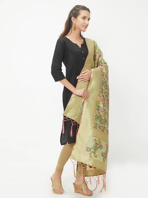 Light Green woven Banarasi Silk Dupatta for Women 3