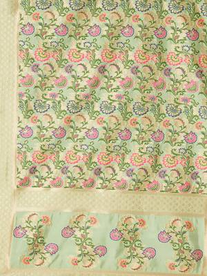 Light Green woven Banarasi Silk Dupatta for Women 5
