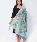Blue woven Banarasi Silk Dupatta for Women