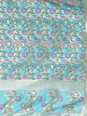Blue woven Banarasi Silk Dupatta for Women 5