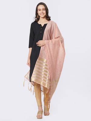 Peach Cotton Woven Dupatta for women 1
