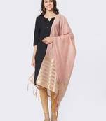 Peach Cotton Woven Dupatta for women
