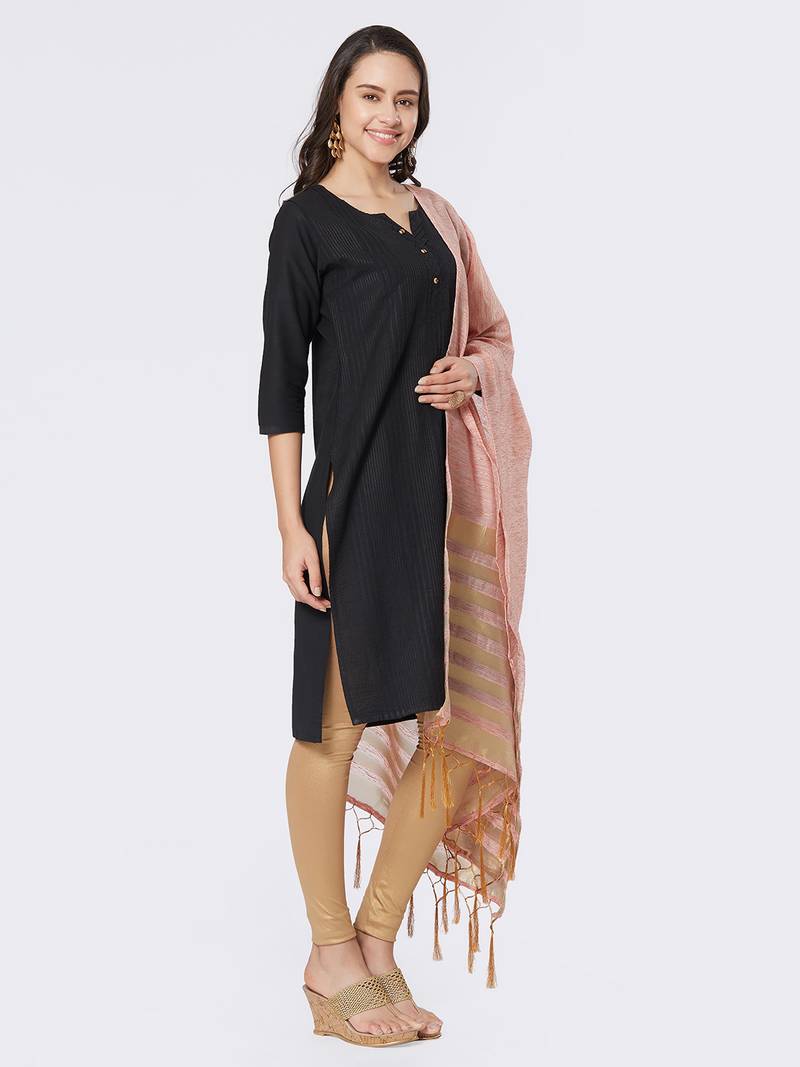 Peach Cotton Woven Dupatta for women