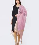 Pink Cotton Woven Dupatta for women