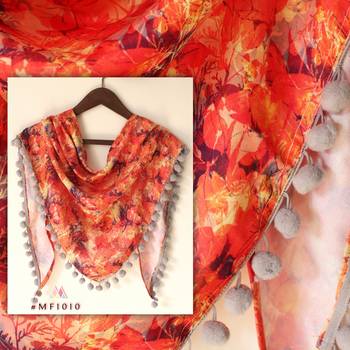 Orange Digital Printed Scarf 1