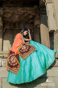Peach Coding Embroidered Panel Linen Festive Dupatta