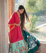 Traditional Motif Embroidered Panel Linen Festive Dupatta