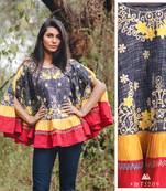 Blue Zam Zam Khadi Circular Poncho