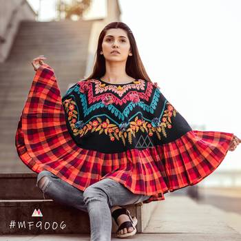 Colorful Embroidered Circular Capes For Winters With 3D Flowers 1