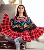 Colorful Embroidered Circular Capes For Winters With 3D Flowers