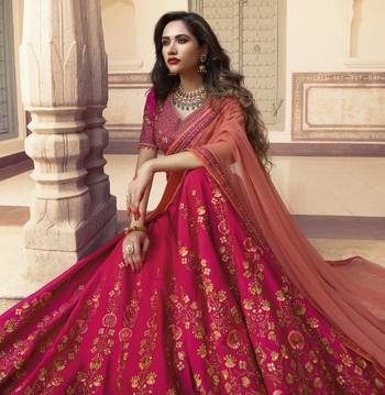 Pink Embroidered Silk Semi Stitched Lehenga 2