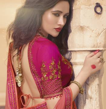 Pink Embroidered Silk Semi Stitched Lehenga 4