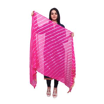 Anoma Pink Color Chiffon Dupatta For Women'S & Girls 1