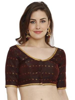 Dark Maroon Dupion Silk Readymade Padded Blouse 1