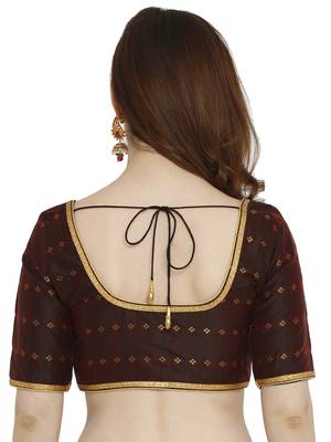Dark Maroon Dupion Silk Readymade Padded Blouse 2