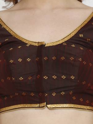 Dark Maroon Dupion Silk Readymade Padded Blouse 4