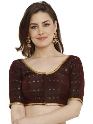 Dark Maroon Dupion Silk Readymade Padded Blouse 5