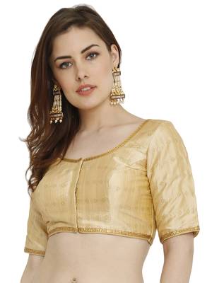 Gold Dupion Silk Readymade Padded Blouse 1