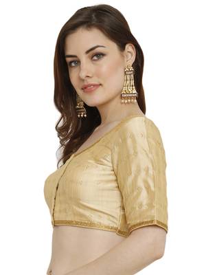 Gold Dupion Silk Readymade Padded Blouse 3