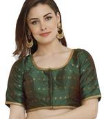 Green Dupion Silk Readymade Padded Blouse