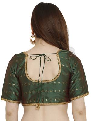 Green Dupion Silk Readymade Padded Blouse 2