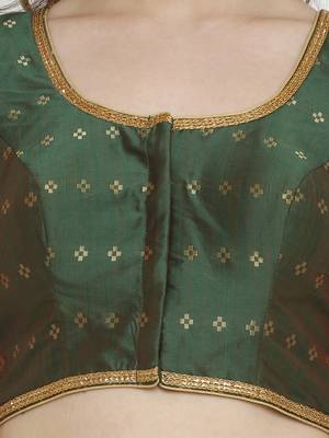 Green Dupion Silk Readymade Padded Blouse 4