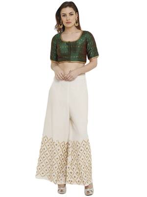 Green Dupion Silk Readymade Padded Blouse 5