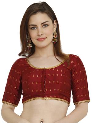 Maroon Dupion Silk Readymade Padded Blouse 1