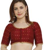 Maroon Dupion Silk Readymade Padded Blouse