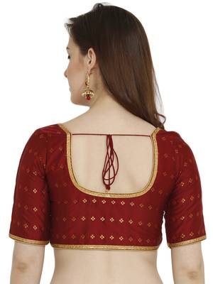 Maroon Dupion Silk Readymade Padded Blouse 2