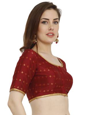 Maroon Dupion Silk Readymade Padded Blouse 3