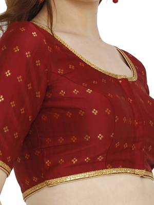 Maroon Dupion Silk Readymade Padded Blouse 4
