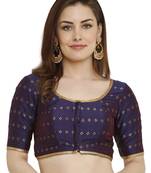 0Vy Blue Dupion Silk Readymade Padded Blouse