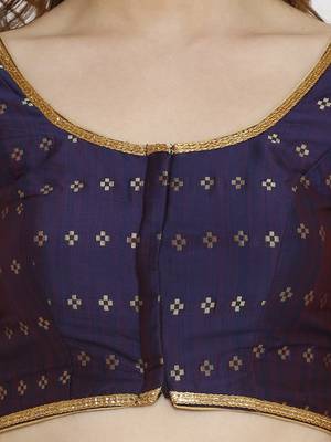 0Vy Blue Dupion Silk Readymade Padded Blouse 4