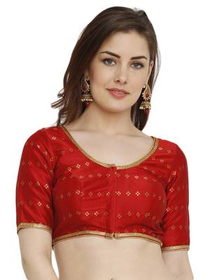 Red Dupion Silk Readymade Padded Blouse 1