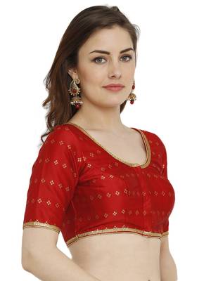Red Dupion Silk Readymade Padded Blouse 3