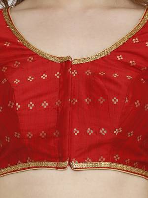 Red Dupion Silk Readymade Padded Blouse 4