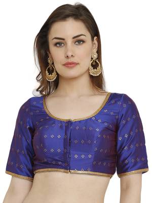 Royal Blue Dupion Silk Readymade Padded Blouse 1