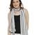 Grey & White Cotton Striped Printed Stole/Scarf