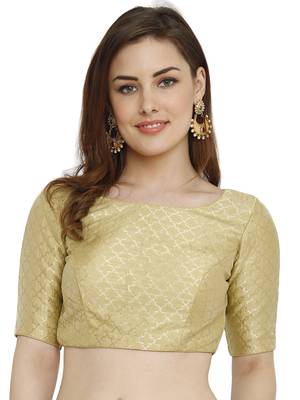 Gold Dupion Silk Readymade Padded Blouse 1
