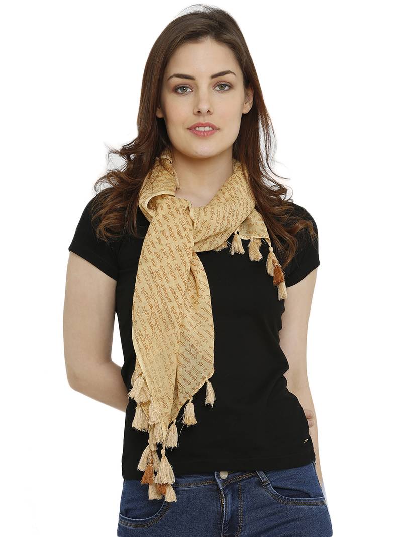 Fawn Cotton Self Printed Stole/Scarf