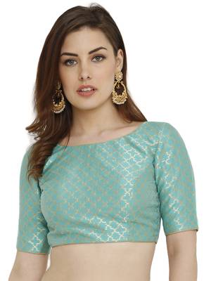 Pista Green Dupion Silk Readymade Padded Blouse 1