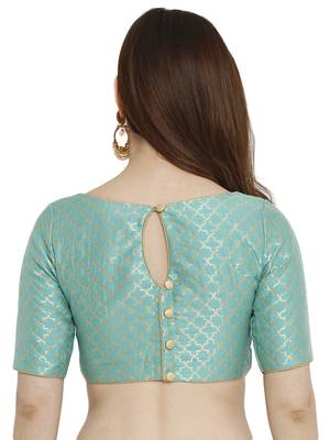 Pista Green Dupion Silk Readymade Padded Blouse 2