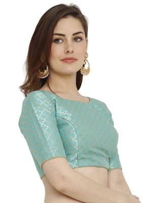 Pista Green Dupion Silk Readymade Padded Blouse 3