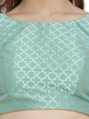 Pista Green Dupion Silk Readymade Padded Blouse 4