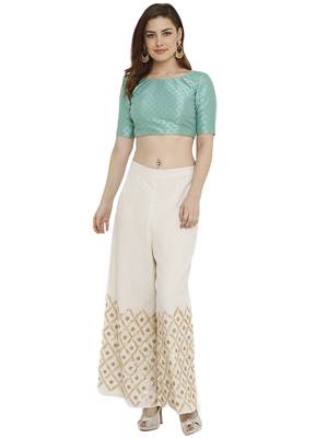 Pista Green Dupion Silk Readymade Padded Blouse 5