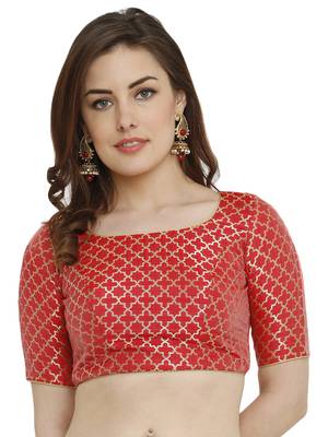 Red Dupion Silk Readymade Padded Blouse 1