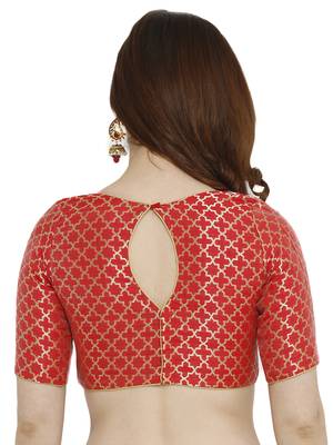 Red Dupion Silk Readymade Padded Blouse 2